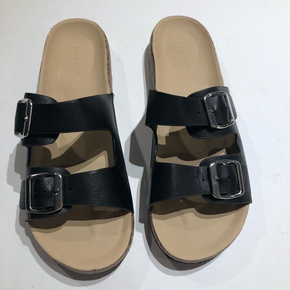 BAMBOO Shoes - Bamboo Sandal slide flat cork size 10 Narrow black
